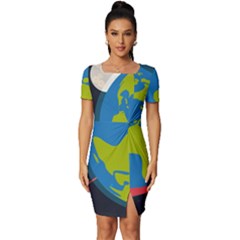 Fitted Knot Split End Bodycon Dress 