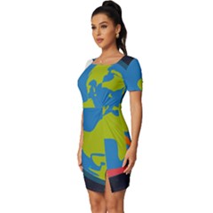 Fitted Knot Split End Bodycon Dress 