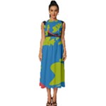 Spaceship Design Sleeveless Round Neck Midi Dress