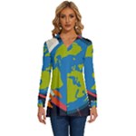 Spaceship Design Long Sleeve Drawstring Hooded Top
