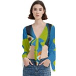 Spaceship Design Trumpet Sleeve Cropped Top