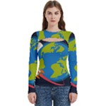 Spaceship Design Women s Cut Out Long Sleeve T-Shirt