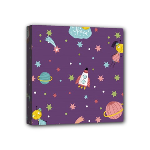 Space Travels Seamless Pattern Vector Cartoon Mini Canvas 4  x 4  (Stretched) from ArtsNow.com