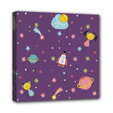 Space Travels Seamless Pattern Vector Cartoon Mini Canvas 8  x 8  (Stretched) from ArtsNow.com