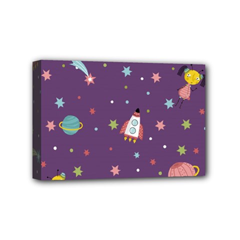 Space Travels Seamless Pattern Vector Cartoon Mini Canvas 6  x 4  (Stretched) from ArtsNow.com