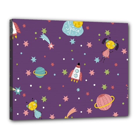 Space Travels Seamless Pattern Vector Cartoon Canvas 20  x 16  (Stretched) from ArtsNow.com
