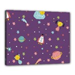 Space Travels Seamless Pattern Vector Cartoon Canvas 20  x 16  (Stretched)