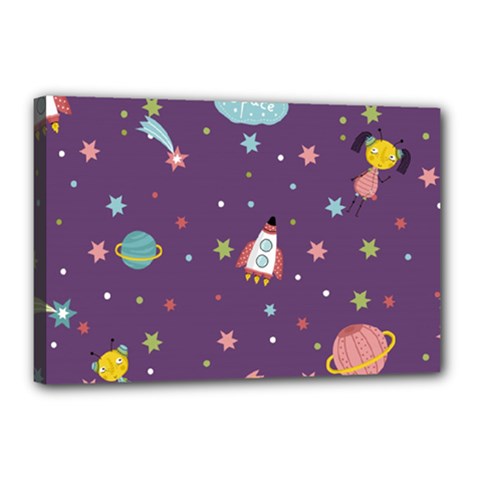 Space Travels Seamless Pattern Vector Cartoon Canvas 18  x 12  (Stretched) from ArtsNow.com