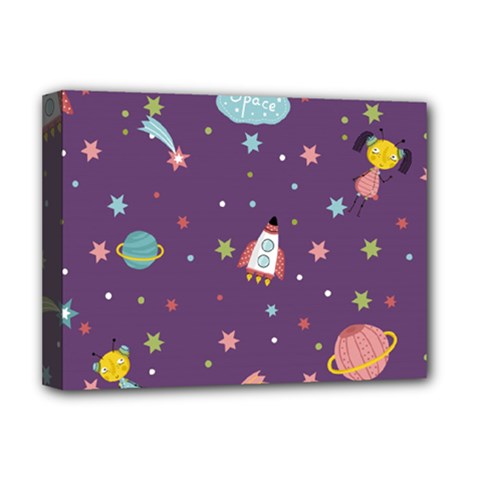 Space Travels Seamless Pattern Vector Cartoon Deluxe Canvas 16  x 12  (Stretched)  from ArtsNow.com