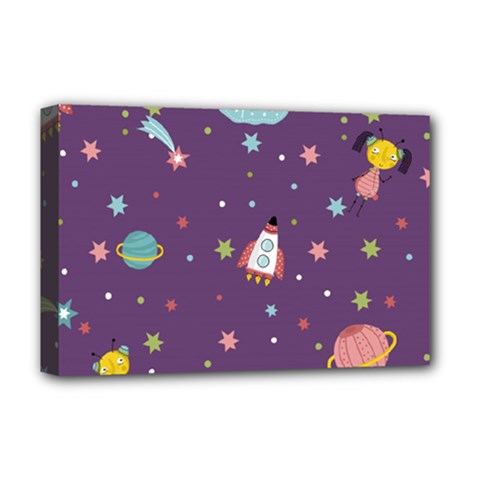 Space Travels Seamless Pattern Vector Cartoon Deluxe Canvas 18  x 12  (Stretched) from ArtsNow.com