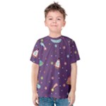Space Travels Seamless Pattern Vector Cartoon Kids  Cotton T-Shirt
