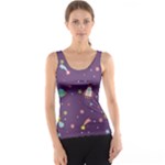 Space Travels Seamless Pattern Vector Cartoon Women s Basic Tank Top