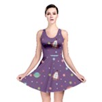Space Travels Seamless Pattern Vector Cartoon Reversible Skater Dress