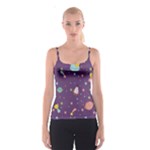 Space Travels Seamless Pattern Vector Cartoon Spaghetti Strap Top