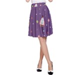 Space Travels Seamless Pattern Vector Cartoon A-Line Skirt