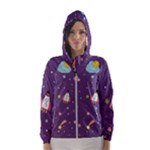 Space Travels Seamless Pattern Vector Cartoon Women s Hooded Windbreaker