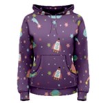 Space Travels Seamless Pattern Vector Cartoon Women s Pullover Hoodie