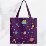 Space Travels Seamless Pattern Vector Cartoon Zipper Grocery Tote Bag