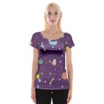 Space Travels Seamless Pattern Vector Cartoon Cap Sleeve Top