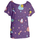 Space Travels Seamless Pattern Vector Cartoon Women s Oversized T-Shirt