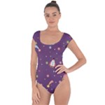 Space Travels Seamless Pattern Vector Cartoon Short Sleeve Leotard 
