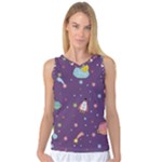 Space Travels Seamless Pattern Vector Cartoon Women s Basketball Tank Top