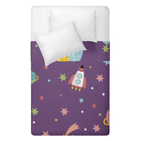 Space Travels Seamless Pattern Vector Cartoon Duvet Cover Double Side (Single Size) from ArtsNow.com