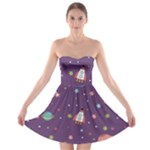 Space Travels Seamless Pattern Vector Cartoon Strapless Bra Top Dress