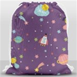 Space Travels Seamless Pattern Vector Cartoon Drawstring Bag (Large)