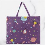 Space Travels Seamless Pattern Vector Cartoon Zipper Large Tote Bag