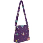 Space Travels Seamless Pattern Vector Cartoon Zipper Messenger Bag