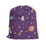 Space Travels Seamless Pattern Vector Cartoon Drawstring Pouch (2XL)