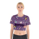 Space Travels Seamless Pattern Vector Cartoon Cotton Crop Top