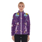 Space Travels Seamless Pattern Vector Cartoon Women s Bomber Jacket