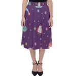 Space Travels Seamless Pattern Vector Cartoon Classic Midi Skirt