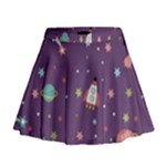 Space Travels Seamless Pattern Vector Cartoon Mini Flare Skirt
