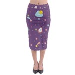 Space Travels Seamless Pattern Vector Cartoon Midi Pencil Skirt