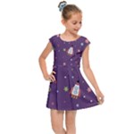 Space Travels Seamless Pattern Vector Cartoon Kids  Cap Sleeve Dress
