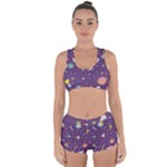 Space Travels Seamless Pattern Vector Cartoon Racerback Boyleg Bikini Set