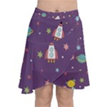 Space Travels Seamless Pattern Vector Cartoon Chiffon Wrap Front Skirt