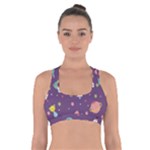Space Travels Seamless Pattern Vector Cartoon Cross Back Sports Bra