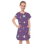 Space Travels Seamless Pattern Vector Cartoon Kids  Drop Waist Dress