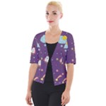 Space Travels Seamless Pattern Vector Cartoon Cropped Button Cardigan
