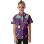 Space Travels Seamless Pattern Vector Cartoon Kids  Short Sleeve Shirt