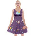 Space Travels Seamless Pattern Vector Cartoon Reversible Velvet Sleeveless Dress