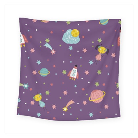 Space Travels Seamless Pattern Vector Cartoon Square Tapestry (Small) from ArtsNow.com