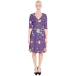 Space Travels Seamless Pattern Vector Cartoon Wrap Up Cocktail Dress