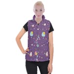 Space Travels Seamless Pattern Vector Cartoon Women s Button Up Vest