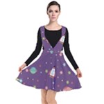 Space Travels Seamless Pattern Vector Cartoon Plunge Pinafore Dress