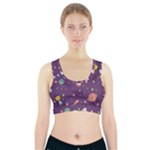Space Travels Seamless Pattern Vector Cartoon Sports Bra With Pocket